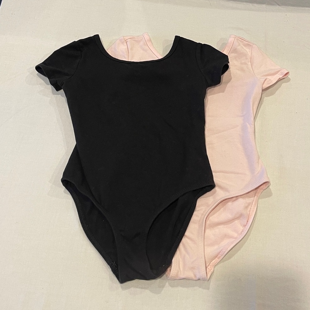 Danskin Now Black and Pink Short Sleeve Leotard